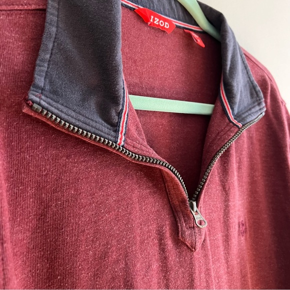 Men’s Izod Quarter Zip Red Sweater Size M - Picture 2 of 7